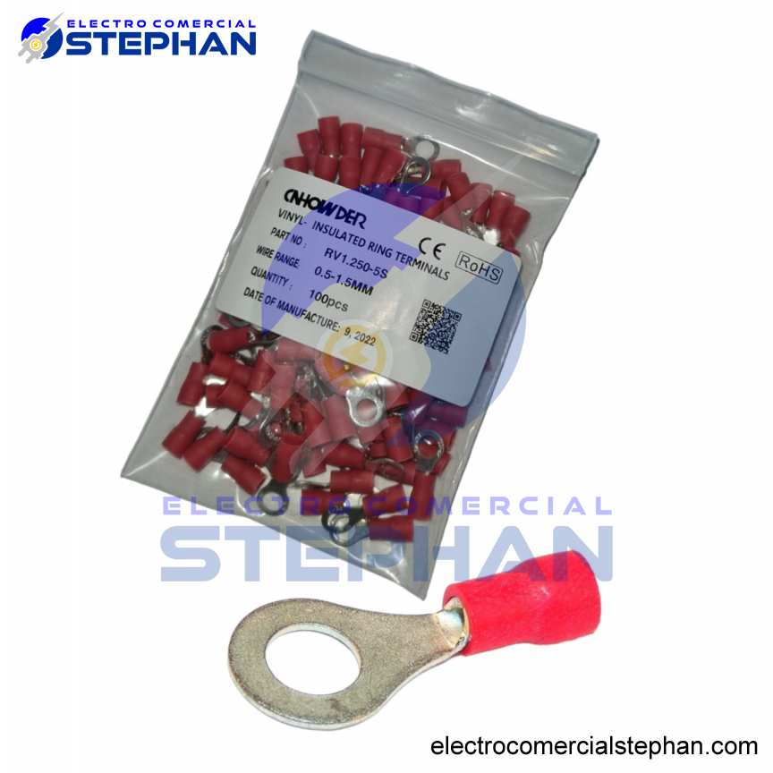 TERMINAL  A COMPRECION OJAL ROJO 1.5MM2